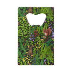 Woodland amimals and plants credit card bottle opener