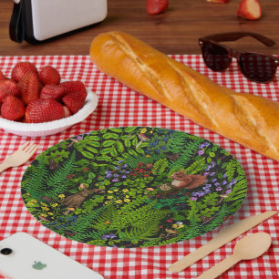 Woodland amimals and plants paper plate