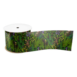 Woodland amimals and plants satin ribbon