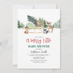 Woodland Animal A Merry Little Baby Shower Invitation