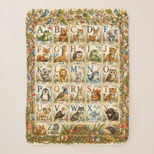 Woodland Animal Alphabet Keepsake Baby Sherpa Blanket