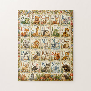Woodland Animal Alphabet Watercolor Learning Keeps Jigsaw Puzzle