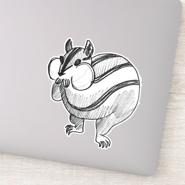 Woodland Animal Art Pencil Cute Chipmunk (Detail)