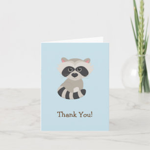 Woodland Animal Baby Raccoon on Blue Thank You