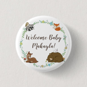 Woodland Animal Baby Shower 1 Inch Round Button