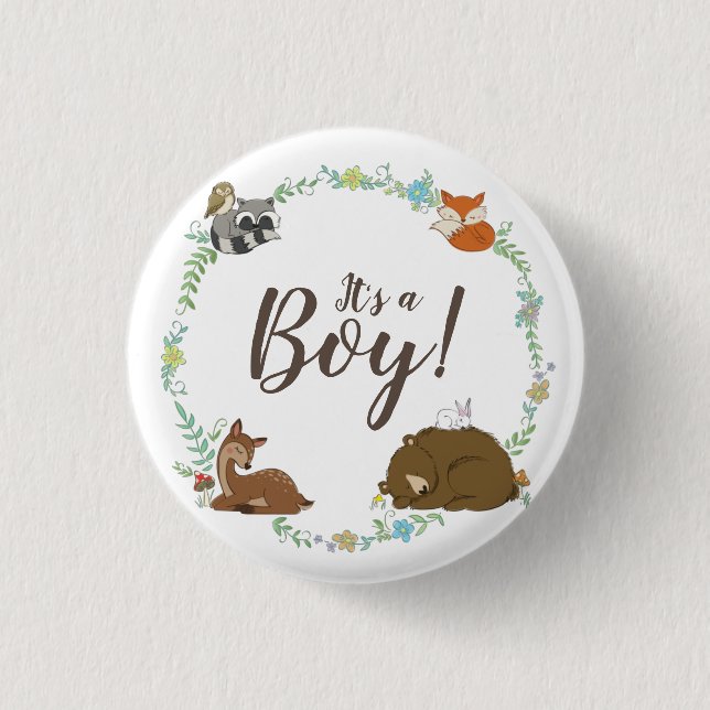 Woodland Animal Baby Shower 1 Inch Round Button (Front)