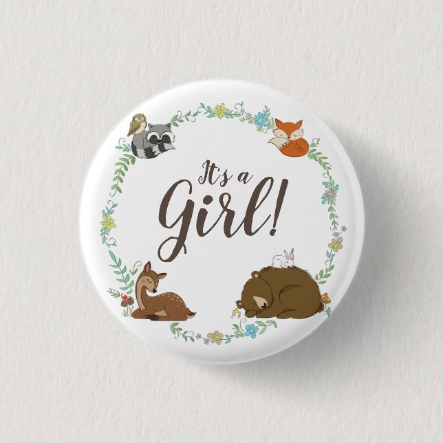 Woodland Animal Baby Shower 1 Inch Round Button (Front)