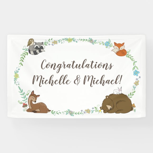 Woodland Animal Baby Shower Banner (Horizontal)