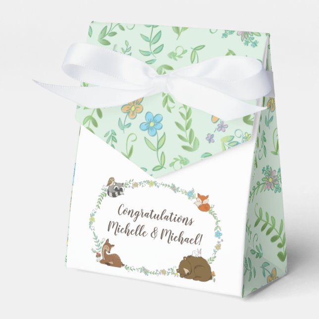 Woodland Animal Baby Shower Favor Box (Front Side)