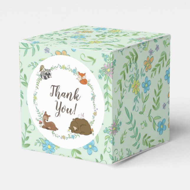 Woodland Animal Baby Shower Favor Box (Front Side)