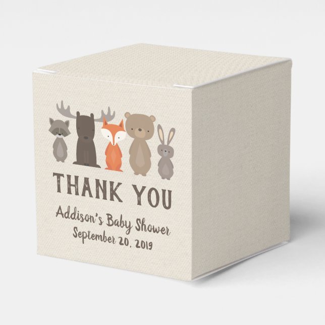 Woodland Animal Baby Shower Favour Boxes (Front Side)