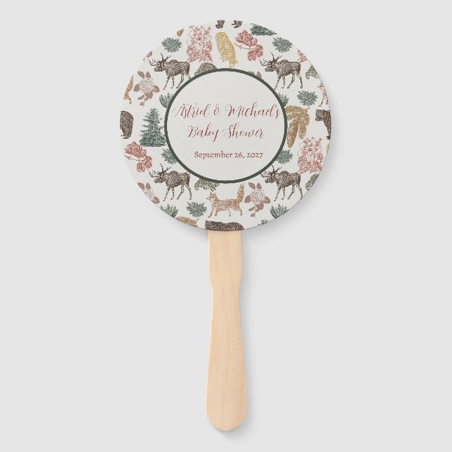 Woodland Animal Baby Shower  Hand Fan (Front)