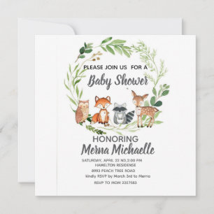 woodland animal  baby shower invitation
