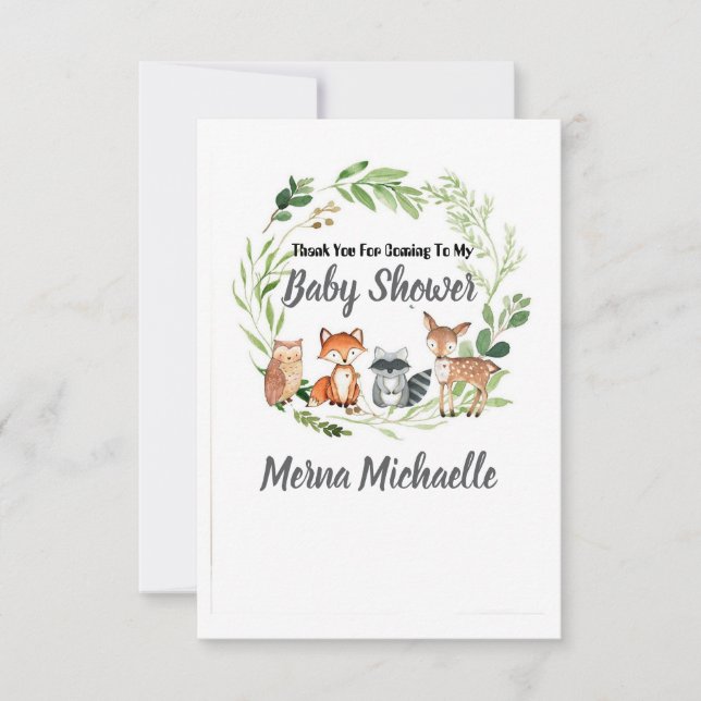 woodland animal  baby shower invitation (Front)