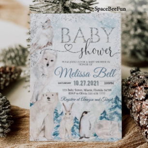 Woodland Animal Baby shower invitation Arctic anim