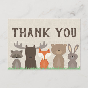 Woodland Animal Baby Shower Thank You Cards Flat