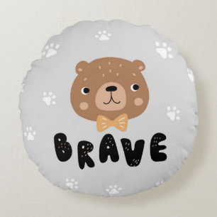 Woodland Animal Bear Nursery Decor Round Pillow