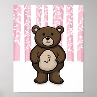 Woodland Animal Bear Poster