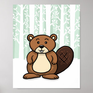 Woodland Animal Beaver Poster