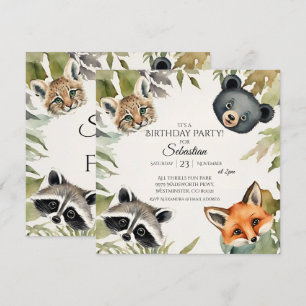 Woodland Animal Birthday Party Invitation
