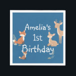 Woodland Animal Birthday Party  Napkin<br><div class="desc">A sweet woodland animal napkin design featuring adorable forest critters,  soft greenery,  and rustic nature accents—perfect for adding a charming,  coordinated touch to your woodland birthday theme. Printed in full color on high‑quality cocktail napkins,  these make every place setting feel warm,  whimsical,  and beautifully tied into your celebration.</div>
