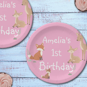  Woodland Animal Birthday Party  Paper Plate