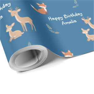  Woodland Animal Birthday Personalized  Wrapping Paper
