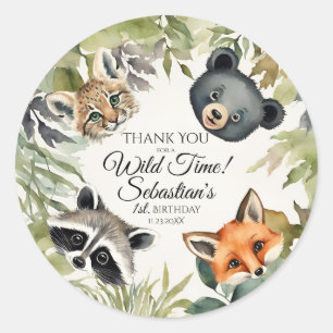 Woodland Animal Birthday Thank You Classic Round Sticker
