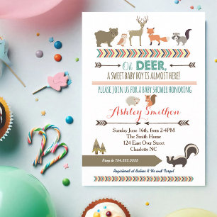 Woodland Animal Boy Baby Shower Invitation