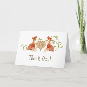 Woodland Animal Creatures, Fox n Vines Weddings Thank You Card
