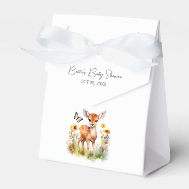 Woodland Animal Deer Baby Shower Favor Box (Front Side)