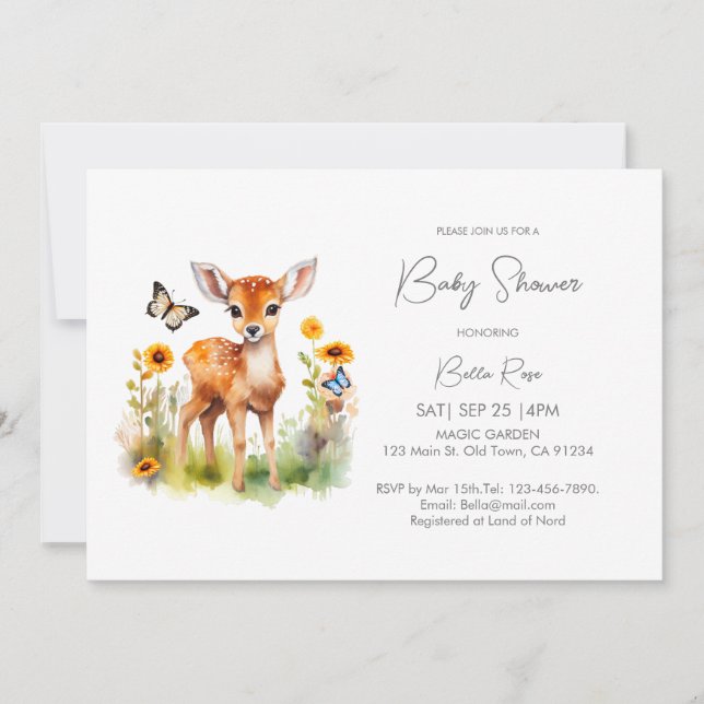 Woodland Animal Deer Baby Shower Invitation (Front)