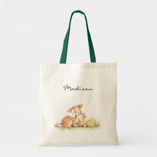 Woodland animal deer tote bag (Front)