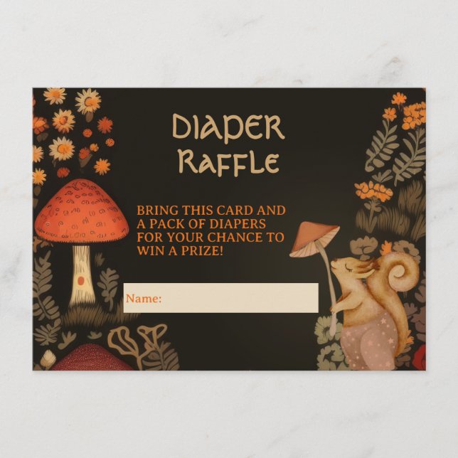 Woodland Animal Enchanted Diaper Raffle Enclosure Card (Front)