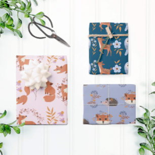 Woodland Animal Enchanted Garden Wrapping Paper Sheet