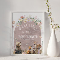 Woodland animal floral girl Baby Shower welcome 
