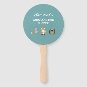 Woodland Animal Forest Baby Shower Hand Fan