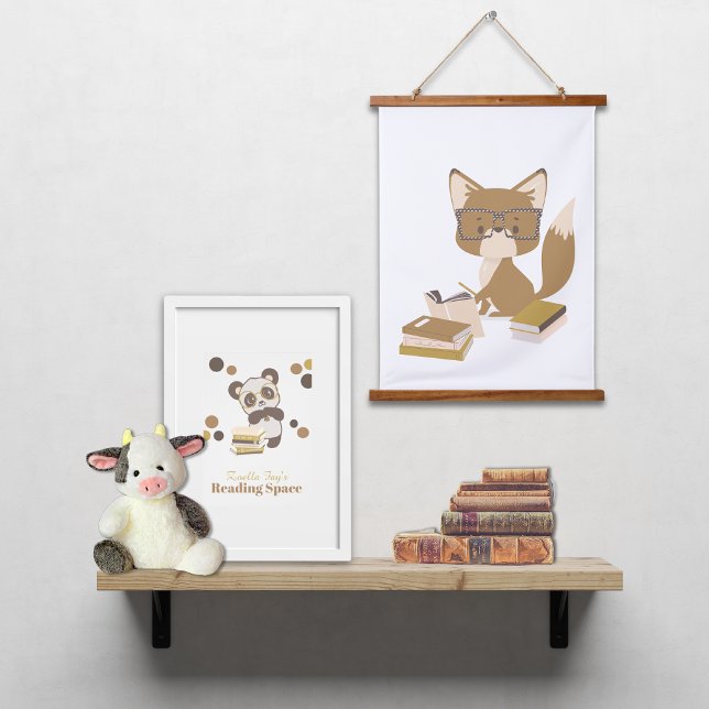 Woodland Animal Fox Reading Poster Hanging Tapestry (Reading Collection Fox Tapestry)