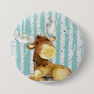 Woodland Animal Friends in Winter Forest- Deer 3 Inch Round Button