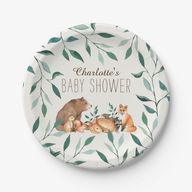 Woodland Animal Friends Paper Plate (Front)