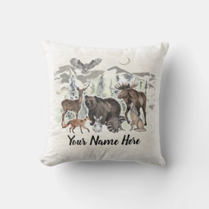 Woodland Animal Friends Personalized Throw Pillow