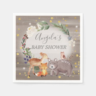 Woodland Animal Friends Sparkle Baby Shower Napkin