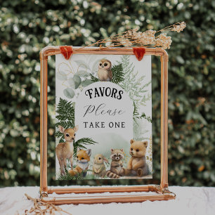 Woodland animal Greenery Favours Baby Shower Poster