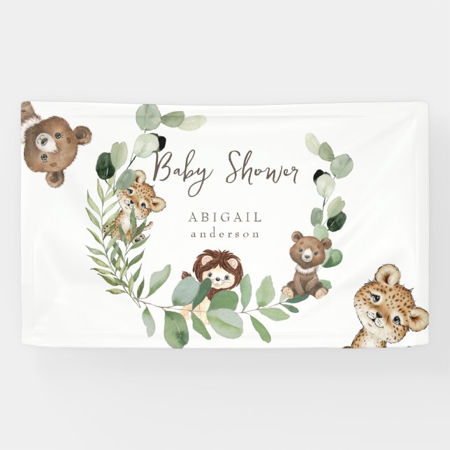 Woodland Animal Kingdom Baby Shower Banner (Horizontal)