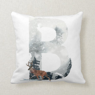 Woodland Animal Monogram "B" Throw Pillow