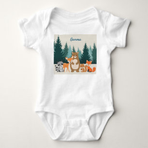 Woodland animal one piece bodysuit