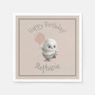 Woodland Animal Owl Hand Drawn Cute Name Napkin