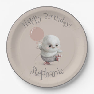 Woodland Animal Owl Hand Drawn Cute Name Paper Plate