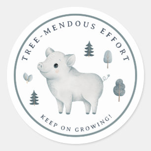 Woodland Animal Pig Teacher Reward Motivational Classic Round Sticker