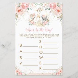 Woodland Animal Pink Floral What's in the Bag Game